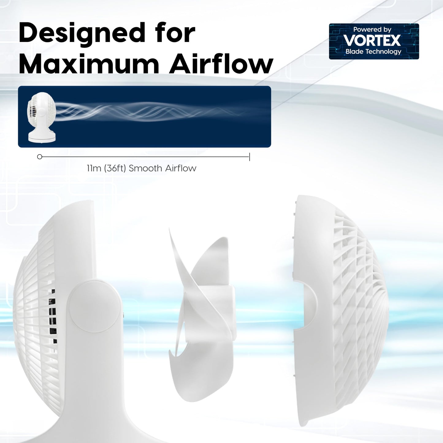 IRIS USA WOOZOO Medium Desk Fan, Oscillating, 112° Tilt, Dorm Office, White