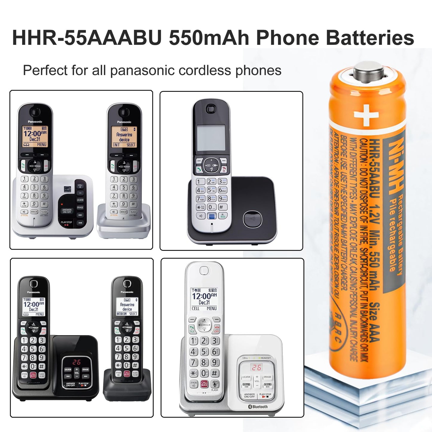 OSIM 4Pack HHR-55AAABU NI-MH AAA Rechargeable Batteries 1.2V 550mah AAA NiMH Rechargeable Batteries for Cordless Phones, Remote Controls, Electronics