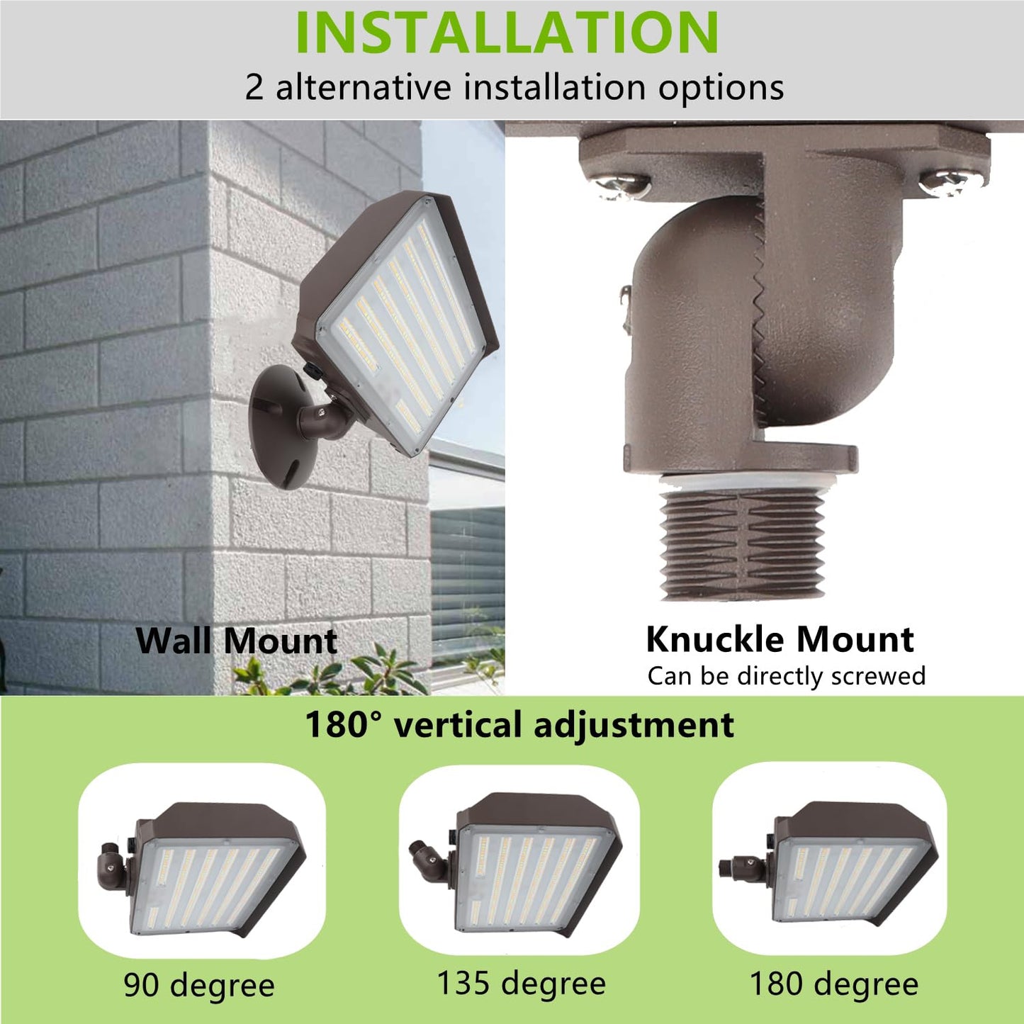 Dusk to Dawn Outdoor 100W LED Flood Light with Knuckle (Plate Included), 14000LM 1000W Equiv., 100-277V 5000K,ETL Commercial LED Floodlight Fixture