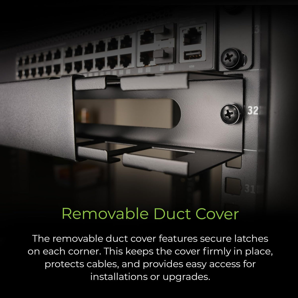 IOGEAR 1U 19" Horizontal Cable Management Duct - Finger Duct with Removable Cover, Metal Construction (GROHD1U)