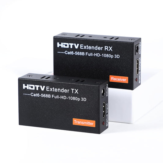 PACOXI HDMI Extender Over Single Cat5e/Cat6/Cat7 Ethernet Cable, Video Transmission Up to 200ft, 1080P 60Hz Supports EDID Copy, 3D, HDMI