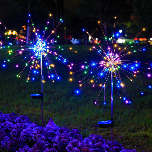 DONGULI Outdoor Solar Garden Lights, 120 LEDs 8 Lighting Modes Waterproof Solar Fireworks Light Sparklers for Patio Walkway Yard Courtyards Pathway