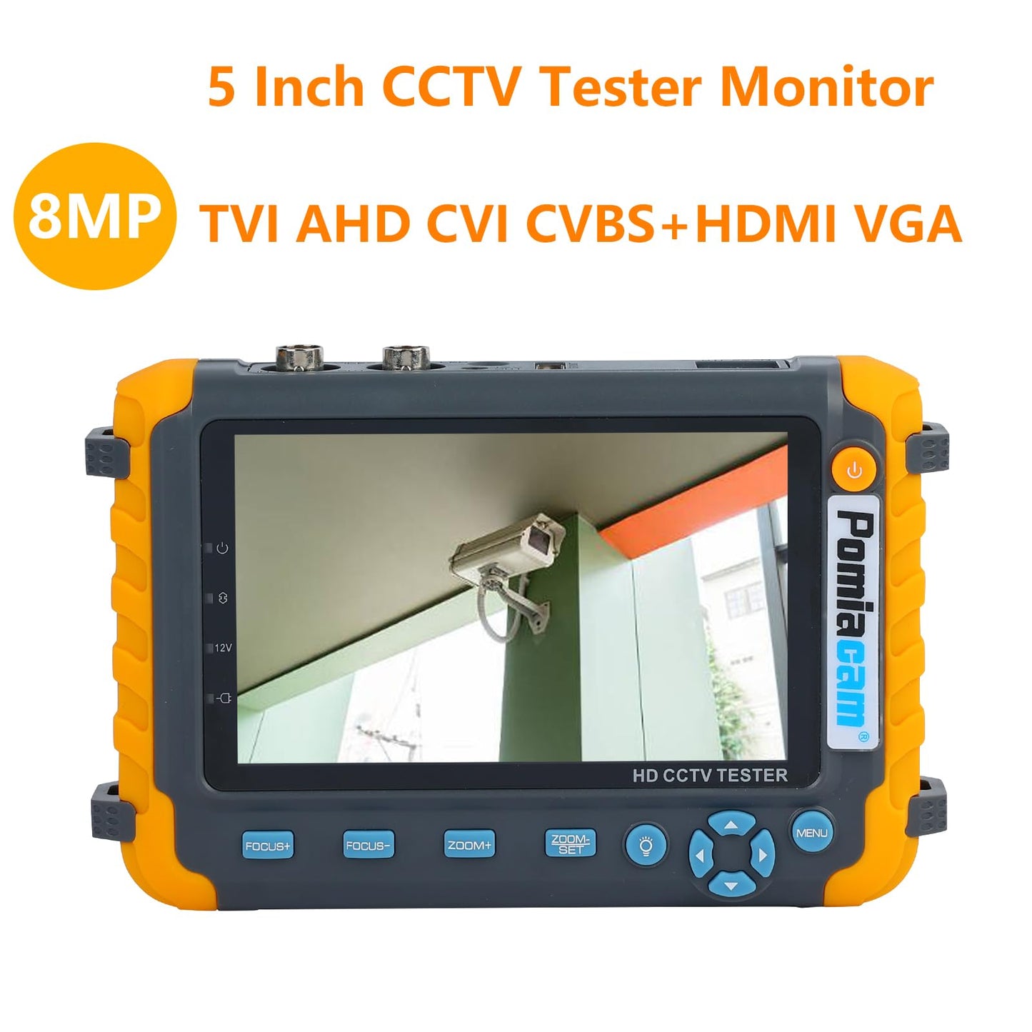 5 Inch 4 in 1 CCTV Monitor Tester, 1080P 5MP 8MP Analog Security Camera AHD/TVI/CVI/CVBS Coaxial Analog Video Monitor Tester, UTP/PTZ Cable Test, HDMI