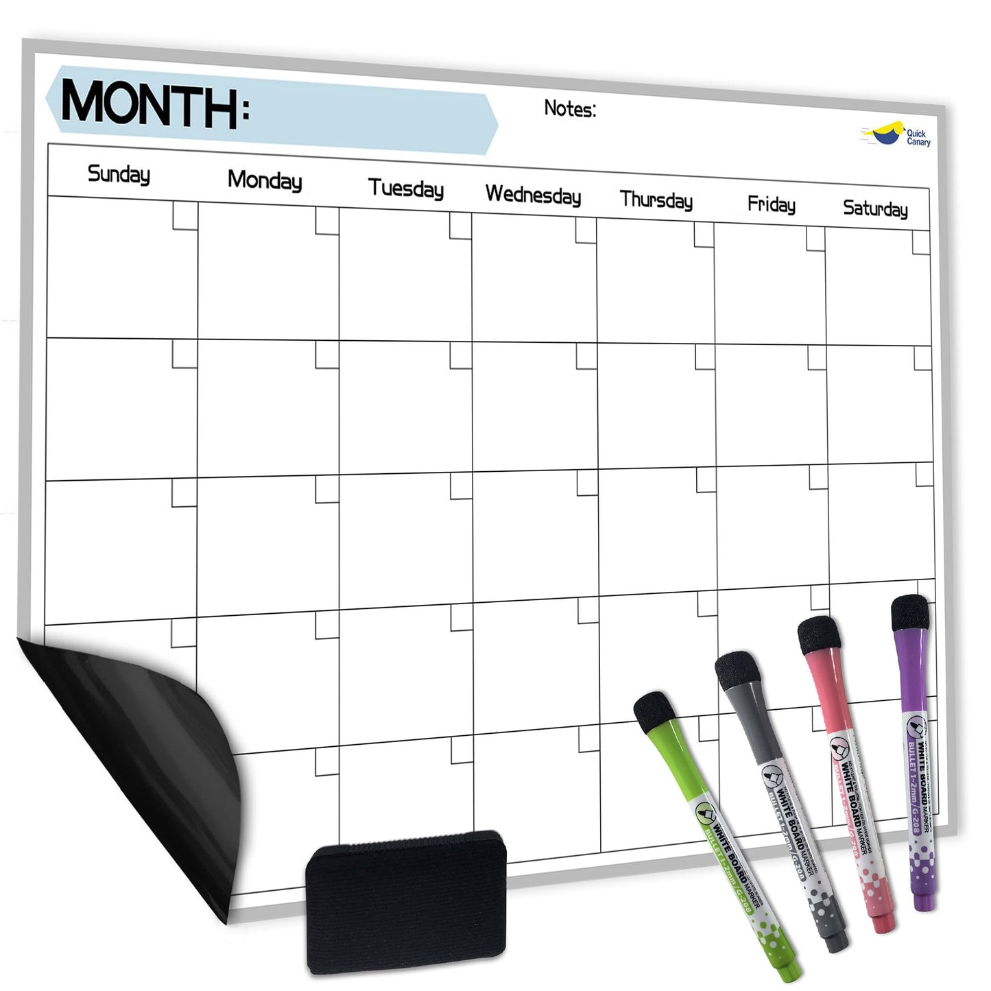 Monthly Magnetic Calendar for Refrigerator, 17x12"