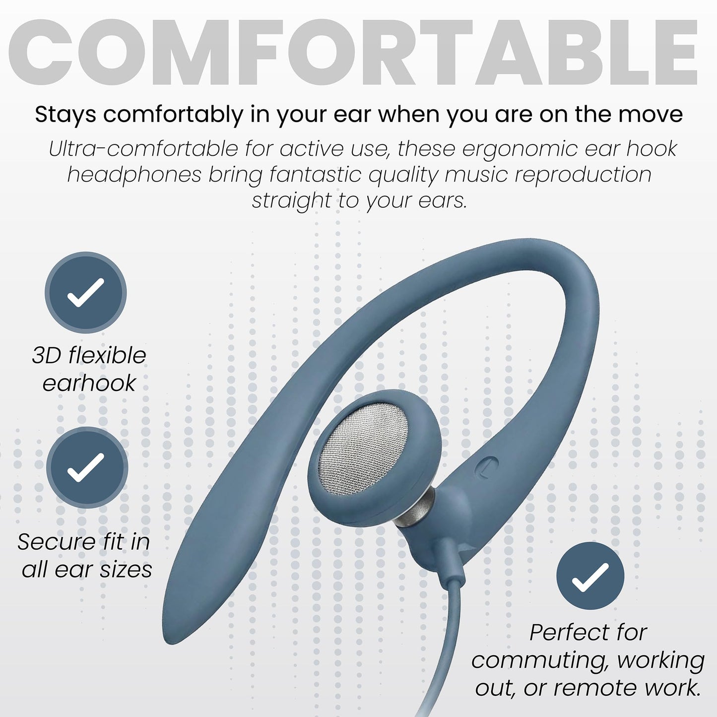 Philips SHS3200BL Flexible Earhook Headphones, Blue
