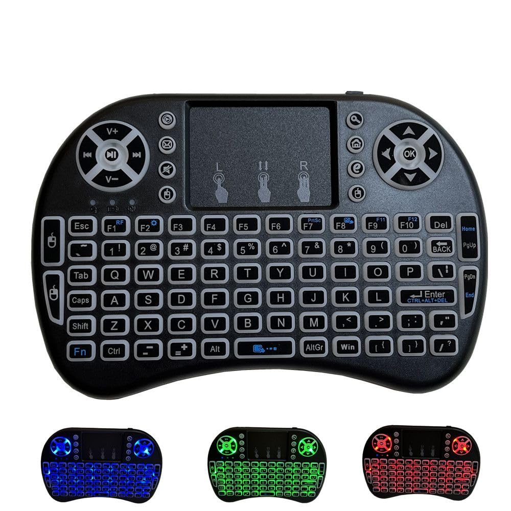 Mini Keyboard i8 2.4G Mouse Wireless with Touchpad, Tricolor Backlight Handheld Remote for Android TV Box (English Version)