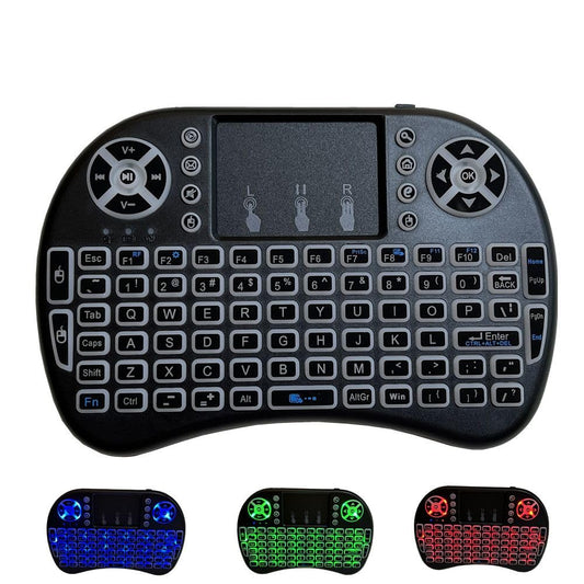 Mini Keyboard i8 2.4G Mouse Wireless with Touchpad, Tricolor Backlight Handheld Remote for Android TV Box (English Version)