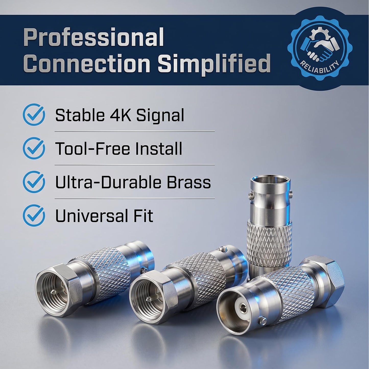 F to BNC, 10 Pack F Male to BNC Female Adapter Coax Connector for Radio Antenna and Video, Applications Security Camera, FM Radio, GPS, Satellite