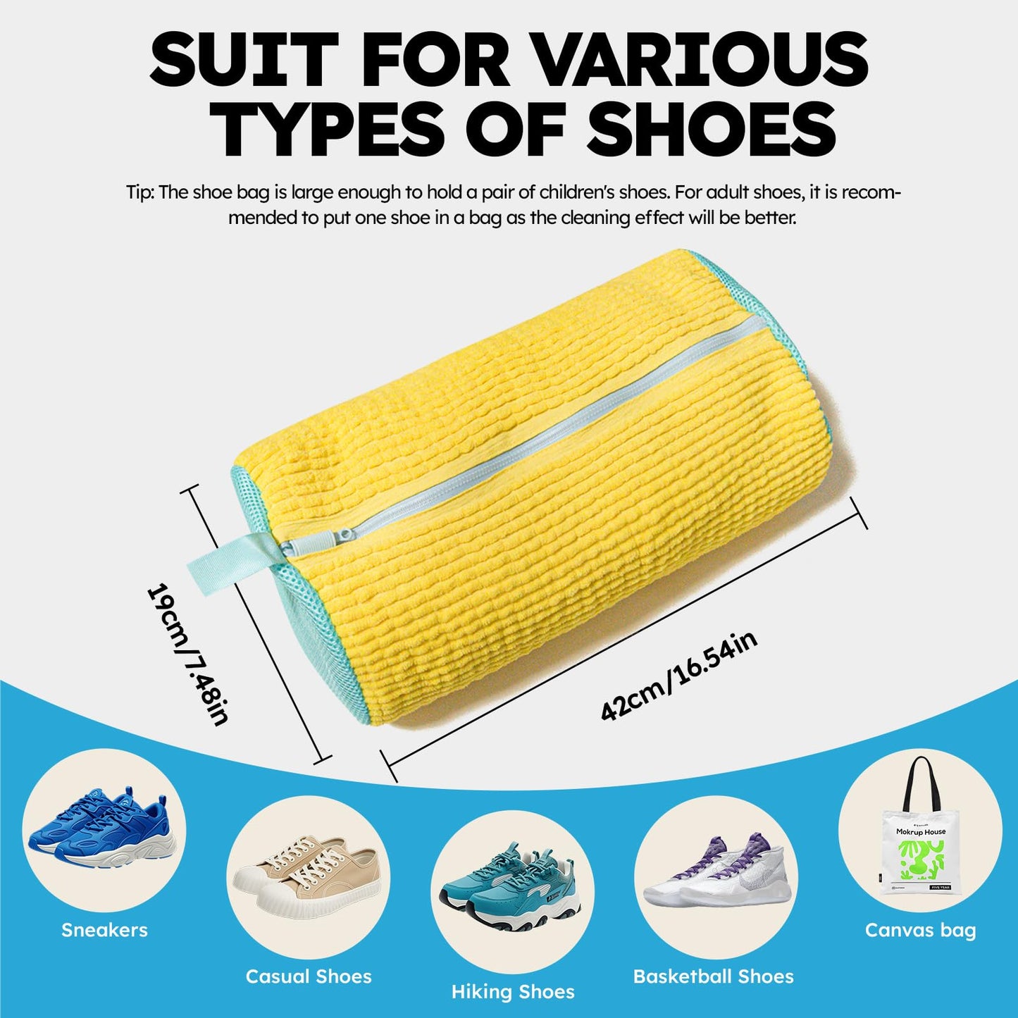 2-Pack Shoe Washing Machine Bags – Reusable Cleaning Bags for Sneakers & Tennis Shoes, Yellow Shoe Cleaner Kit