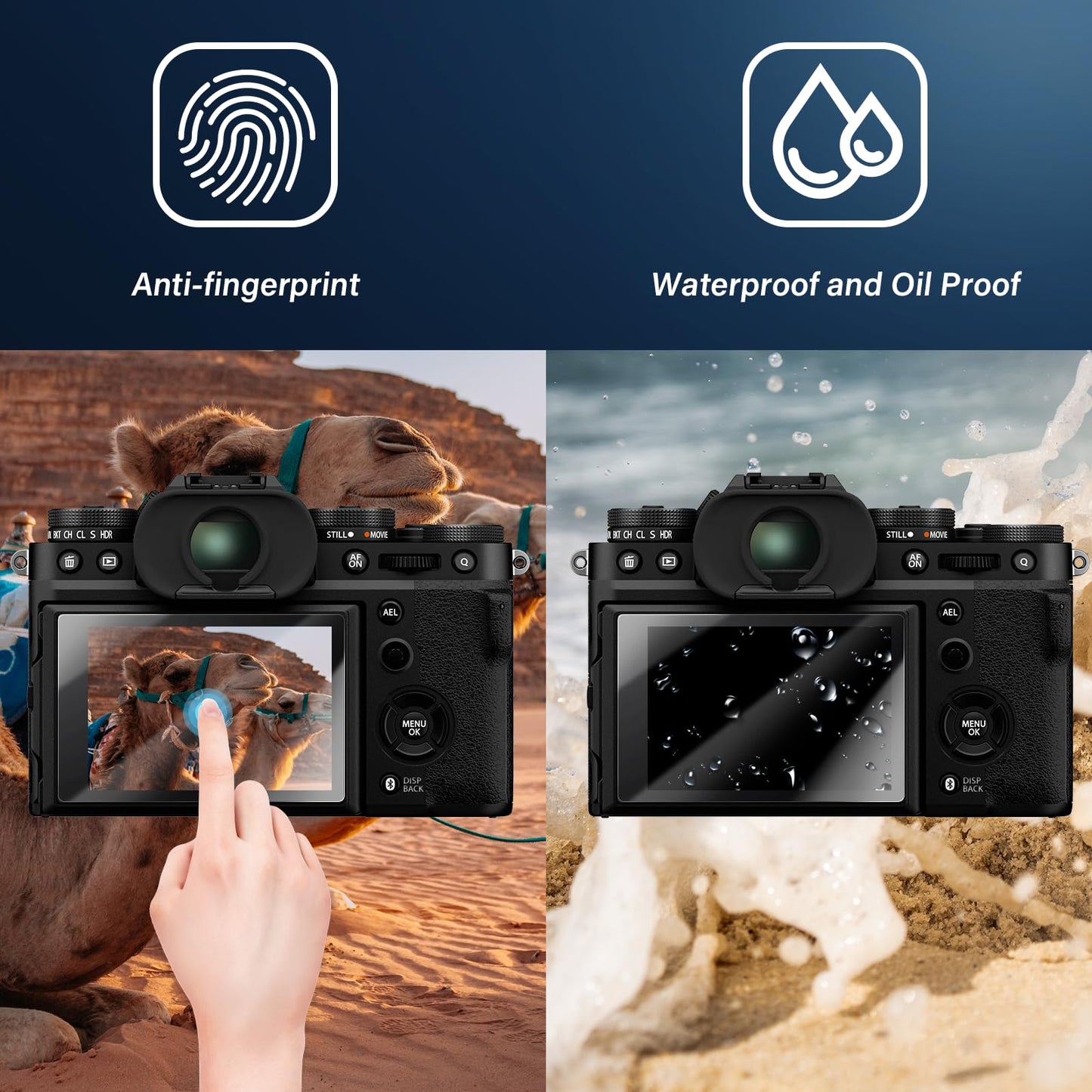 kinokoo Screen Protector for fujifilm X-T30 III/ X-T30 II/ X-T30/X-T20/X-T10 camera, 0.25mm 9H Hardness Tempered Glass Film for fuji