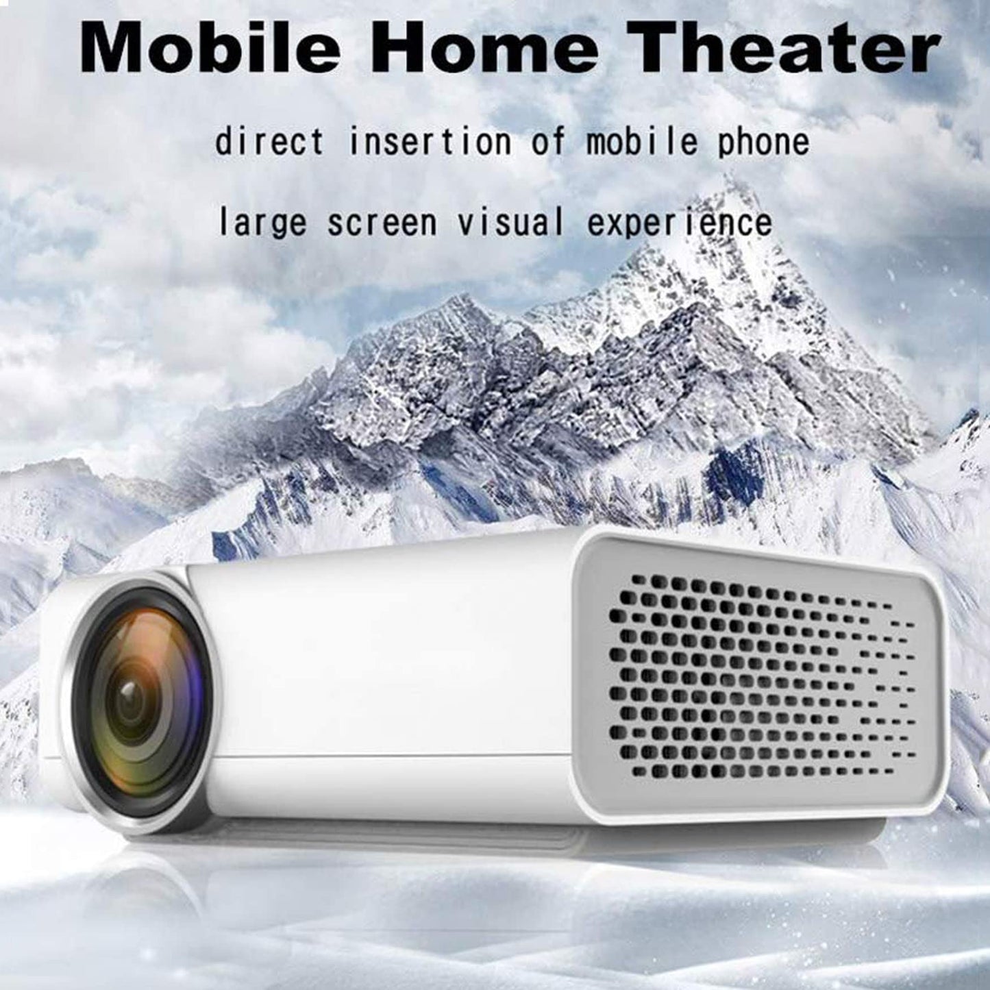Mini Home HD Projector, Connect To Smartphone, 130 Inch LCD Home Theater Projector Support 1080P USB, mobile hard disk, SD card, AV HDMI, VGA,