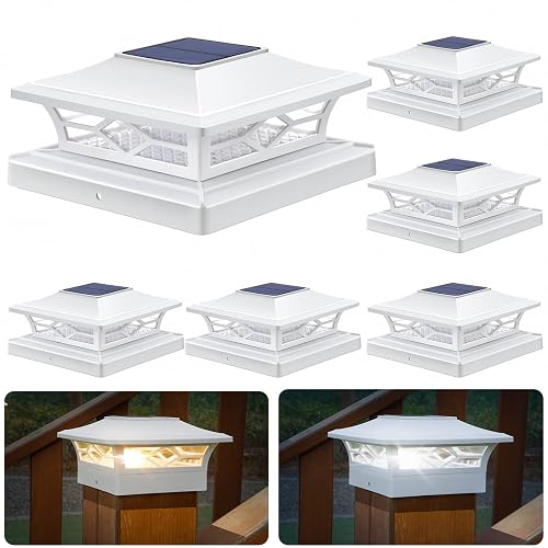APONUO Solar Post Cap Lights,6 Pack 2-Modes Bright 4x4 Post Solar Lights Auto On Off,Outdoor Waterproof Garden Patio Fence Deck Patio Decor for Fence