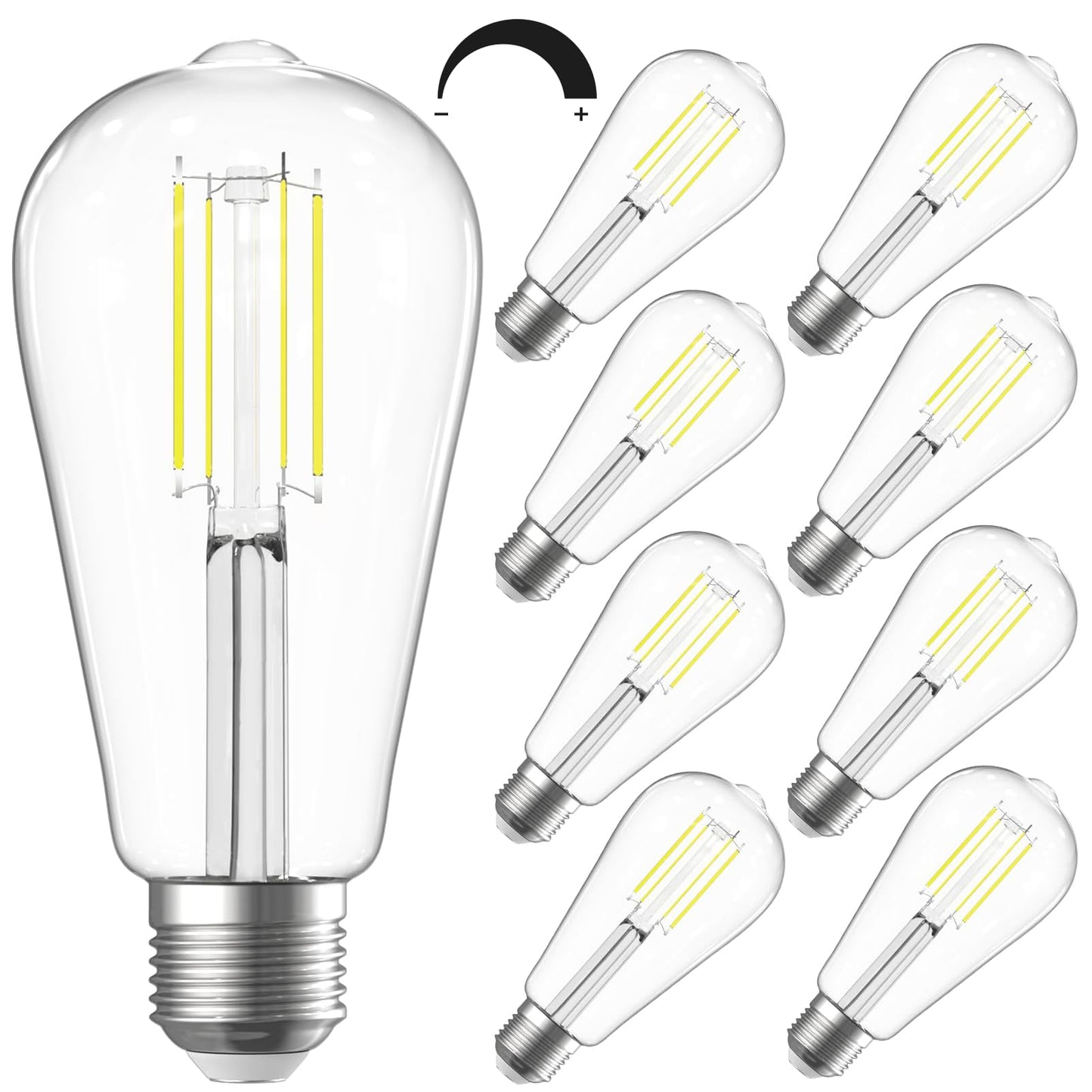 SHINESTAR Dimmable Edison Bulbs, 6W, Equivalent 60W, Bright Daylight White 4000K, Vintage ST58 Antique LED Filament Bulbs, E26 Medium Base, 80+ CRI