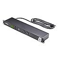 StarTech.com 8-Outlet Horizontal Rack Mount Metered PDU, 1U Server Power Strip w/Surge Protector, 8ft (2.4m) Power Cable, TAA