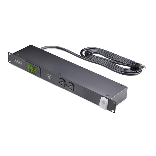 StarTech.com 8-Outlet Horizontal Rack Mount Metered PDU, 1U Server Power Strip w/Surge Protector, 8ft (2.4m) Power Cable, TAA