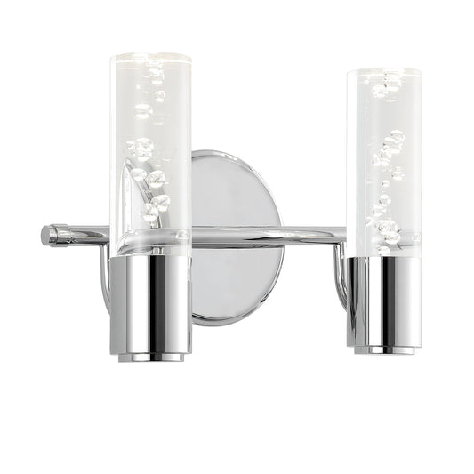 JONATHAN Y 10.75" Chrome Modern Integrated LED Vanity Light Wall Sconce for Bathroom, Clear Bubble Acrylic Shade Minimalist Art Deco Light