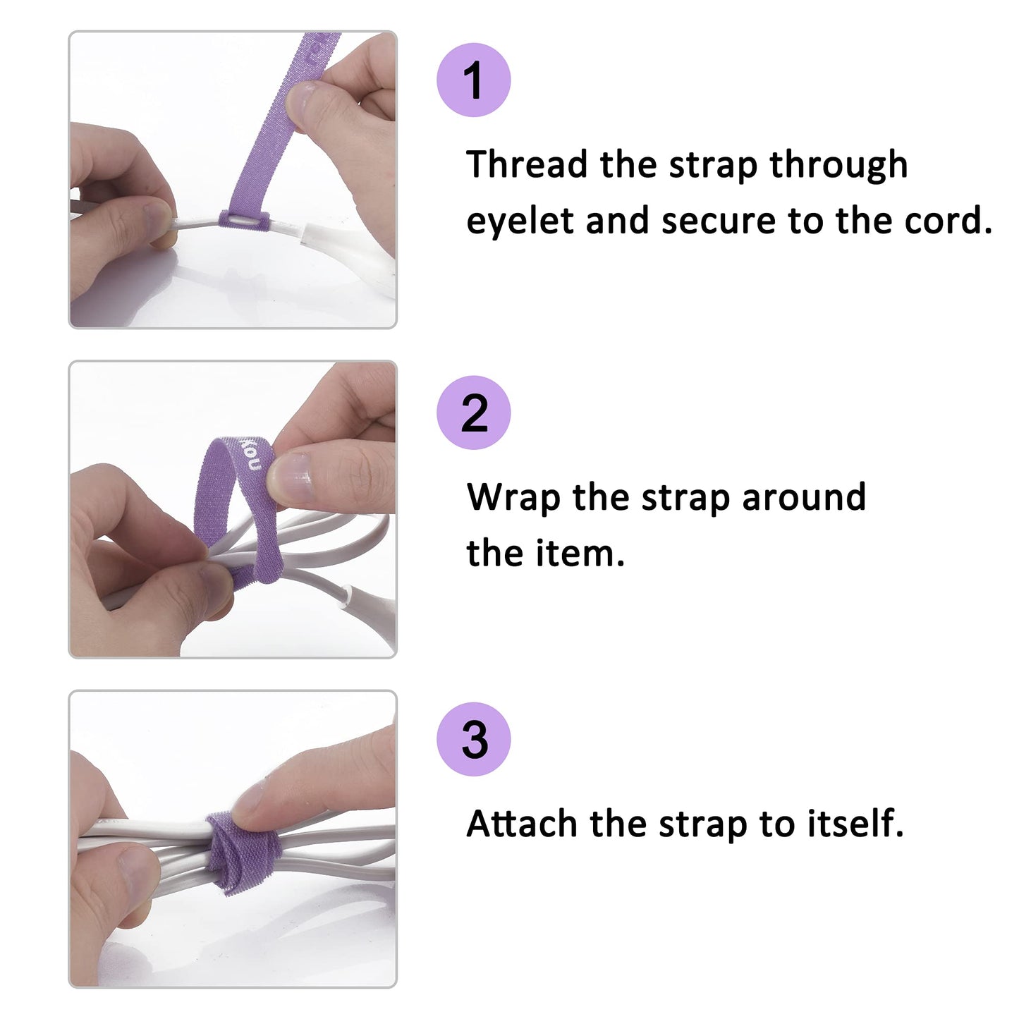 Lekou Cable Ties, 60 PCS 8 Inch Fastening Cable Straps, Reusable Hook and Loop Straps Wire Management, Cord Organizer Ties for Home Desk Office