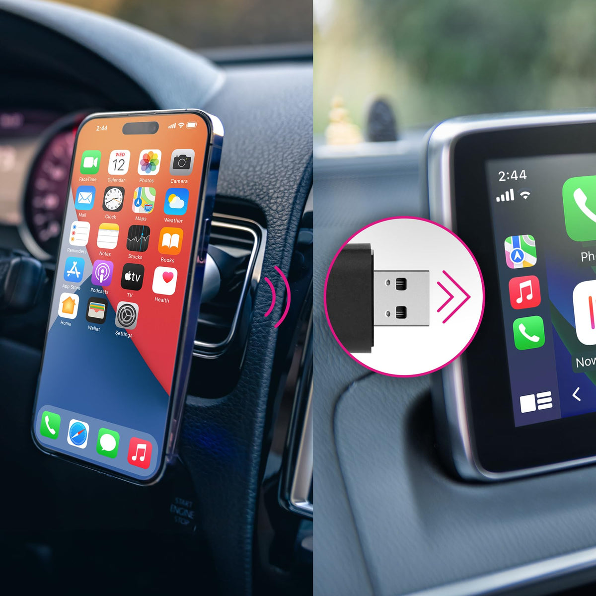 Aluratek Combo Mini Wireless Carplay & AndroidAuto Adapter, Convert Wired to Wireless, Plug & Play - AWCGN01F