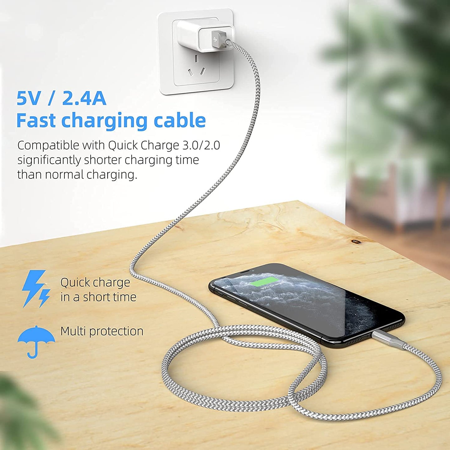 iPhone Charger [Apple MFi Certified] 3pack 10FT Long Lightning Cable Fast Charging High Speed Data Sync USB Cable Compatible iPhone 13/12/11 Pro…