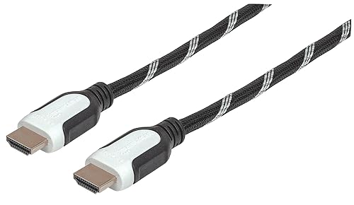 Braided Premium High Speed HDMI Cable with Ethernet HEC, ARC, 3D, 4K60Hz, HDMI Male to Male, Shielded, 1 m (3 ft.), Black/White