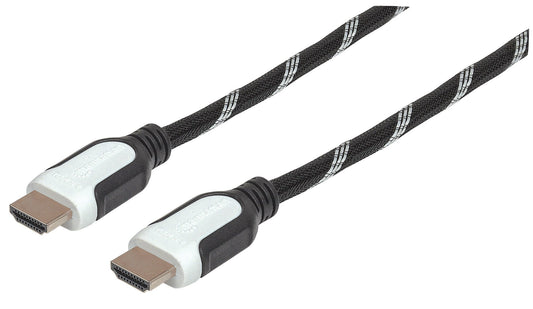 Braided Premium High Speed HDMI Cable with Ethernet HEC, ARC, 3D, 4K60Hz, HDMI Male to Male, Shielded, 1 m (3 ft.), Black/White