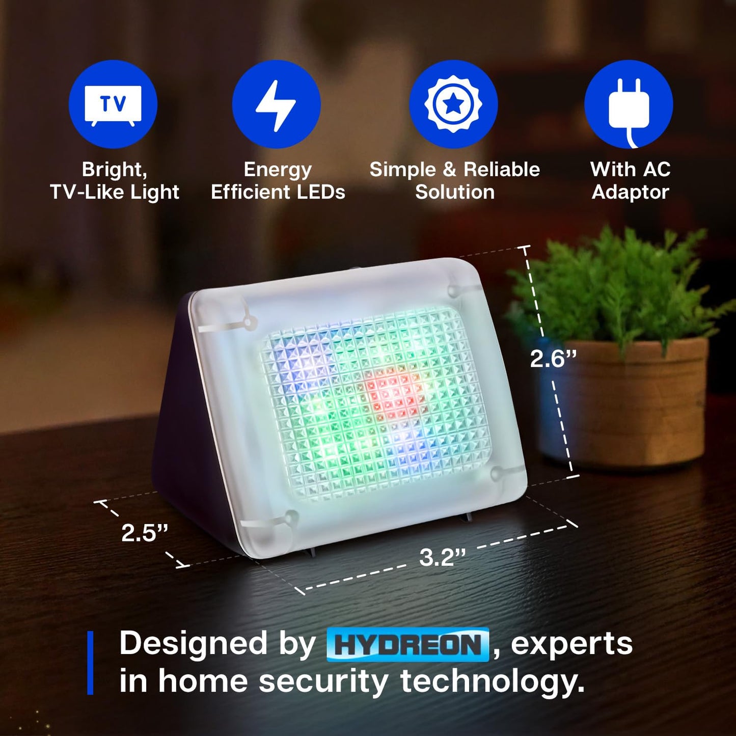 FakeTV - FTV-10 Charcoal Design Burglar Deterrent - Simulated TV Light with Frosted Lens - Energy-Efficient LED Dummy Home Security Technology - Prime
