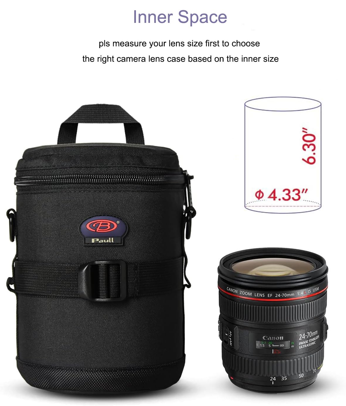 BPAULL Camera Lens Case DSLR Camera Lens Bag Fits for Canon Nikon Pentax Sony Olympus Panasonic and Other Camera Lens