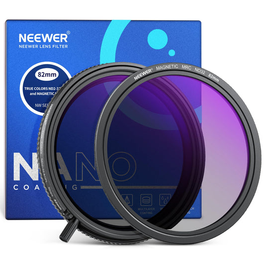 NEEWER True Colors 82mm Variable ND2-32 & CPL with Magnetic ND32, Polarized ND Filter Set, 2in1 Adjustable One Rotatable Light Reduction Reflection