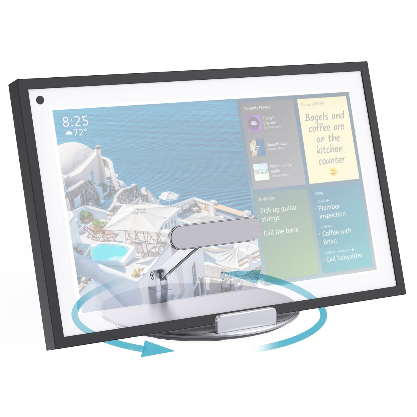 Letlar Tilt and Swivel Stand for Echo Show 15, Make of Aluminum Alloy, Rotatable and Foldable, Echo Show 15 Mount Suitable for 8"-16" Tablet/iPad
