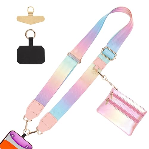 Long Pond Stylish Phone Crossbody Lanyard Strap with Wallet, Adjustable Anti-Loss Detachable Wrist Strap for Women, Secure Hands-Free Holder