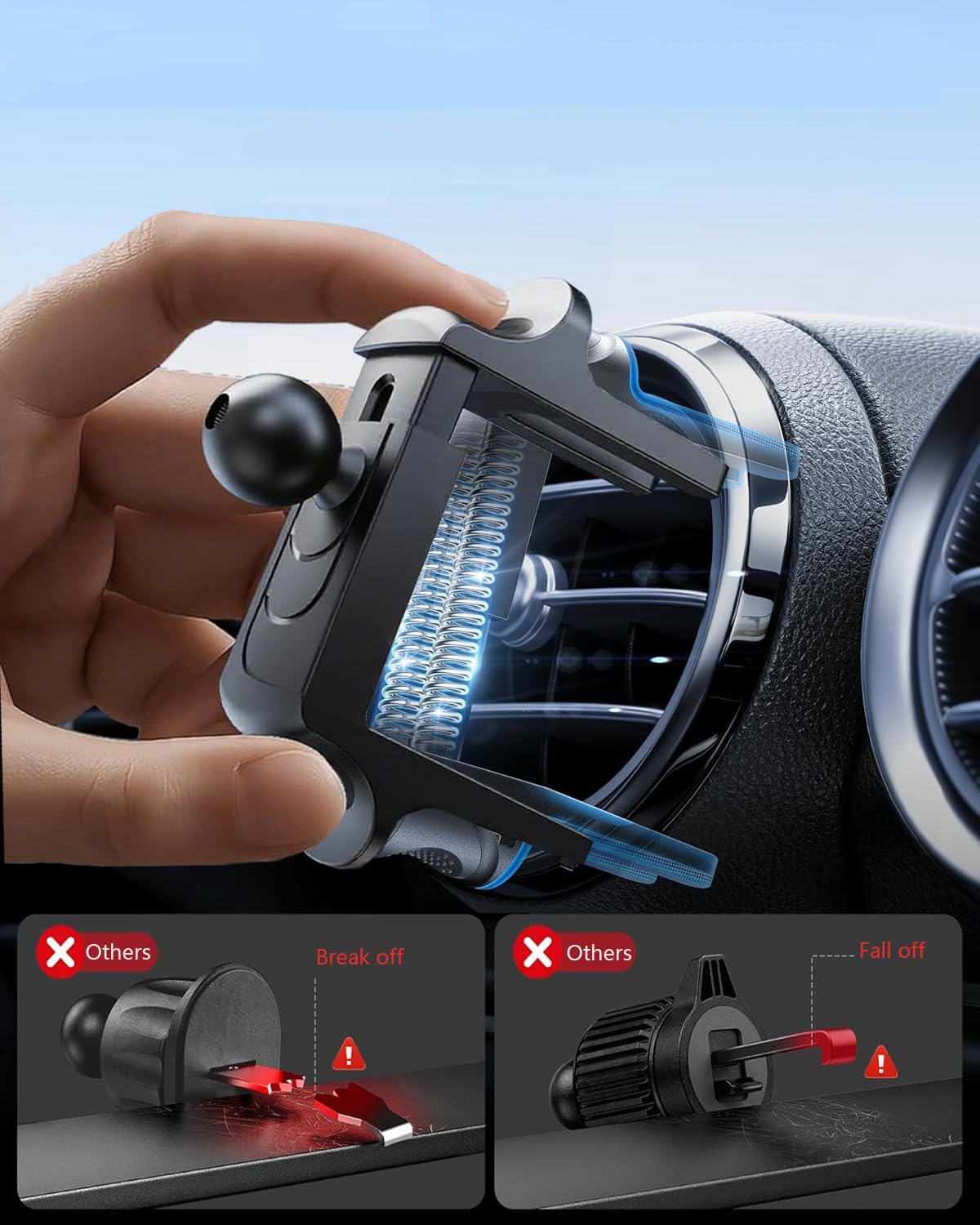 ICAILIN Car Phone Holder Mount for Round Air Vent, Universal Circular Vent Cell Phone Mount Compatible with Mercedes Benz A/B/C/E/S/GLC Class, Jeep