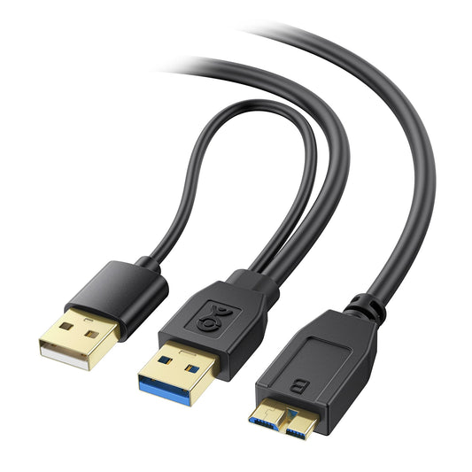Cable Matters 5Gbps Micro USB 3.0 to USB Splitter Cable - 20 Inches, Micro-B 3.0 to Dual USBA for Data and Extra Power, MicroUSB 3.0 to USBA Y Cable