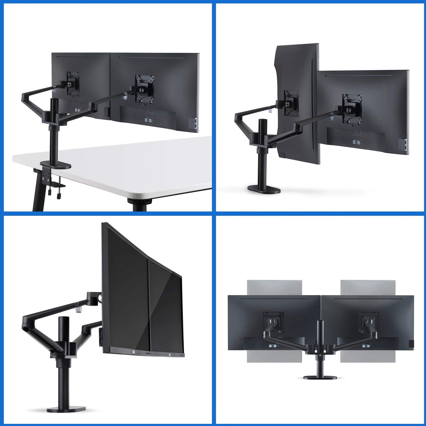 Height Adjustable Laptop Monitor Stand - Compatible with 13 to 17.3 inch Laptops, Holds 2 Monitors 11 to 27 inch with Vesa, Black