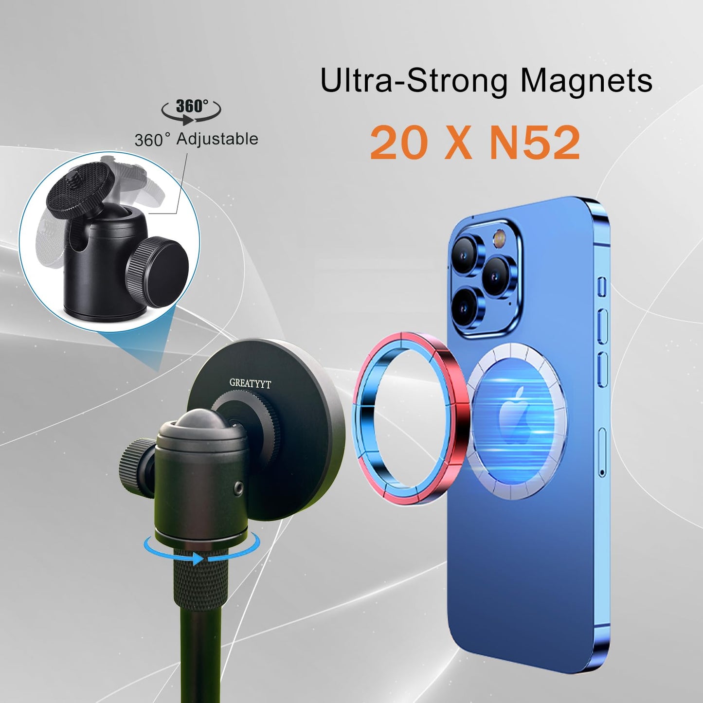 GreatYYT Monopod and Tripod Selfie Stick to Record Golf Swing - Multi Functional Phone Holder with Magnetic and Phone Holder - Golf Training Aid