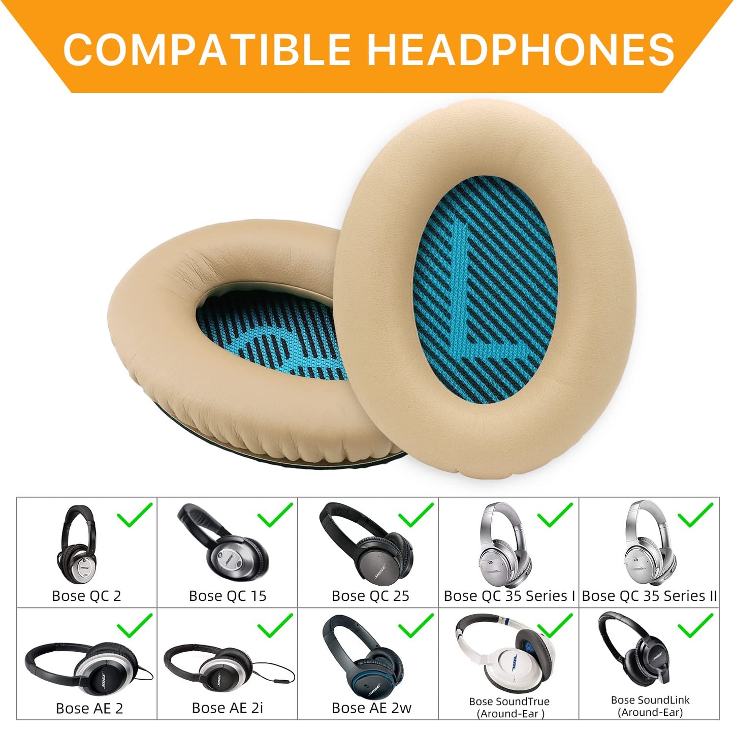 YOCOWOCO Ear Pads for Bose QC25/QC35 II/QC35/QC15/AE2 AE2i AE2w Headphones Replacement Earpads Cushions for Bose Quietcomfort 35/Quiet Comfort