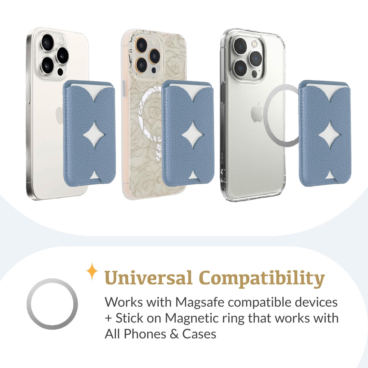 Luner - Leather Magnetic Card Wallet Compatible with Magsafe - for iPhone 17, 16, 15, 14, 13, 12 series - Holds 2 cards - Made of Vegan Leather