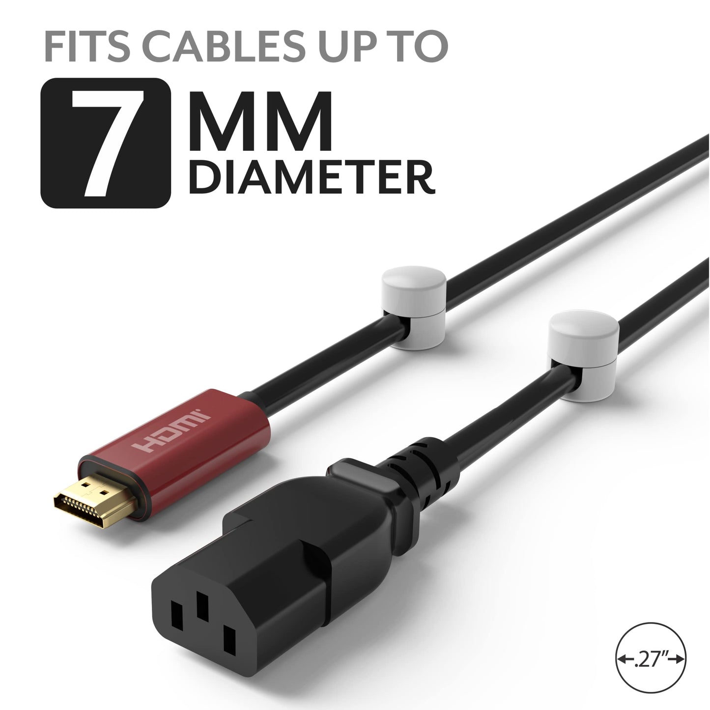ICONIT Cable Anchors for Desk Organization White | Premium Aluminum Cord Organizers | Charger + Cable Management Clips for Home & Office | Stylish