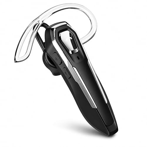 Sellwell Sliver Bluetooth Earpiece with Mic, Mono Wireless Headset, 30H Call Time, Dual MEMS Mics, Mute Button, USB-C Charging, Voice Assistant