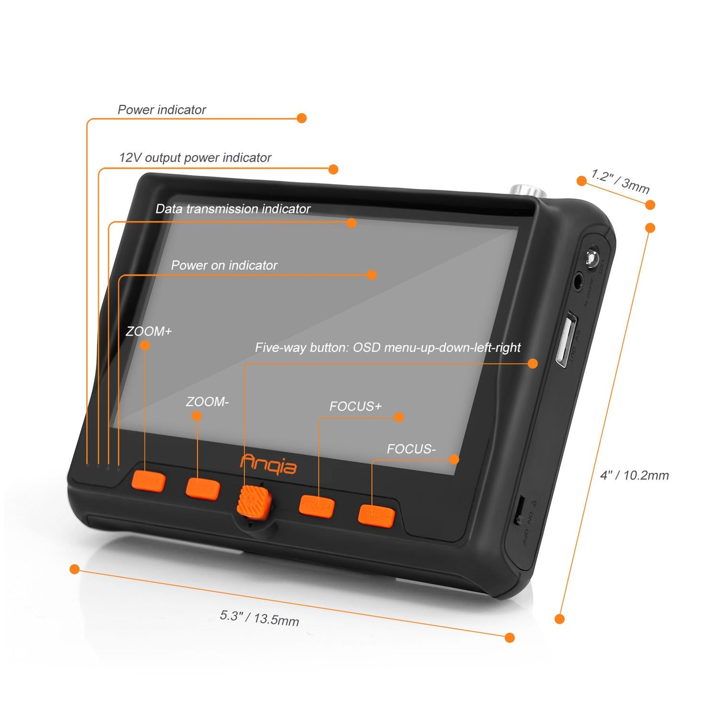 5" CCTV Security Camera Tester,Multi-Function AHD TVI CVI CVBS 4 in 1 Analog Video and Cable HD CCTV Tester PTZ Control 12V Power Output - 5800S