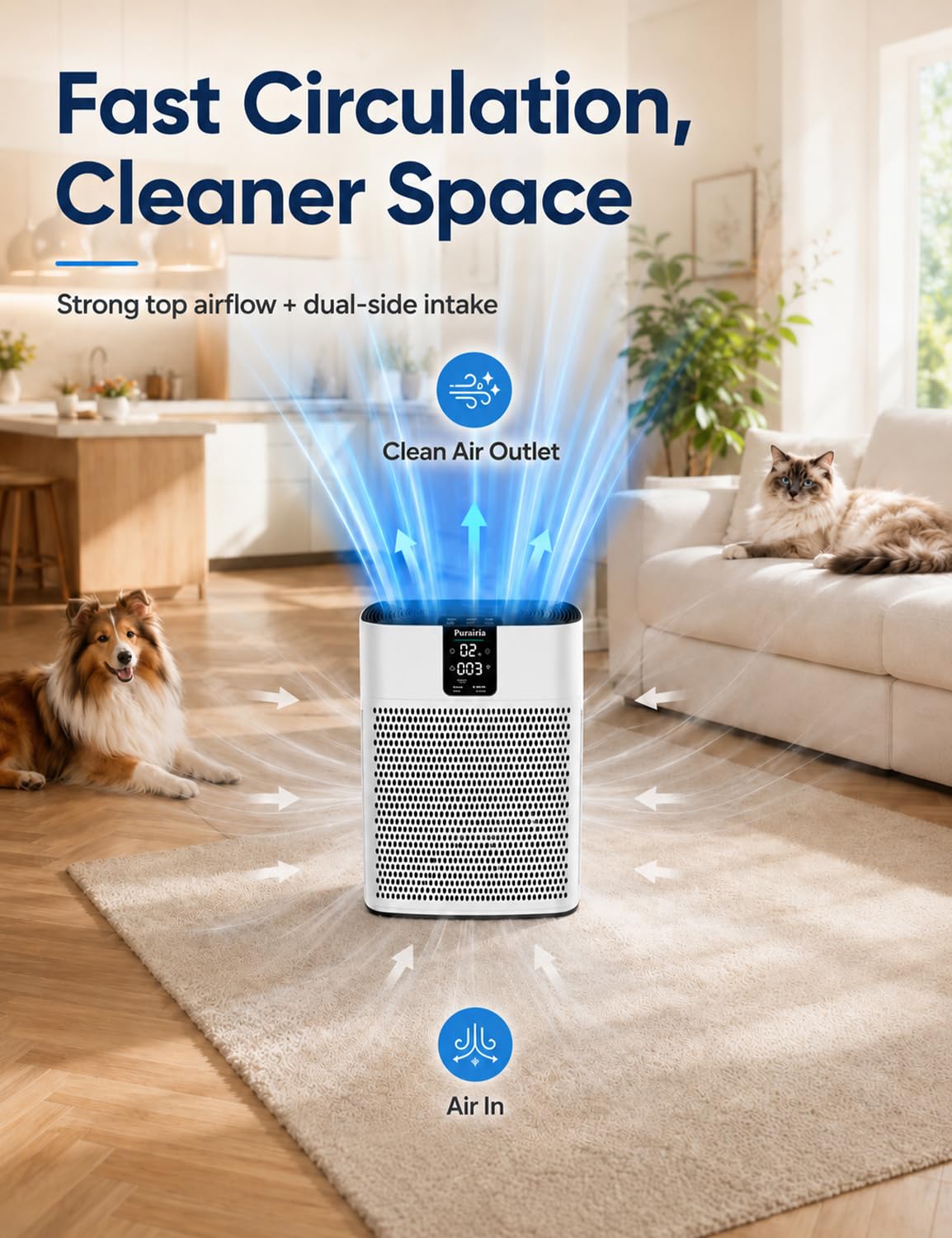 Air Purifier for Home Bedroom Office, HEPA Air Purifiers with 2 Filters