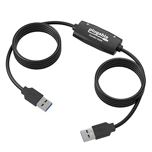 Plugable USB Transfer Cable, Unlimited Use, Transfer Data Between 2 Windows PC's, Compatible with Windows 11, 10, 7, XP, Bravura Easy Computer Sync