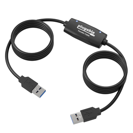 Plugable USB Transfer Cable, Unlimited Use, Transfer Data Between 2 Windows PC's, Compatible with Windows 11, 10, 7, XP, Bravura Easy Computer Sync