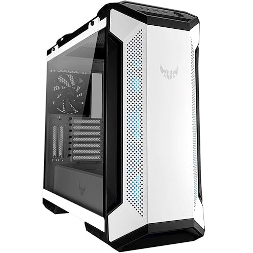 ASUS TUF Gaming GT501 White Edition Mid-Tower Gaming Case, EATX Support, Pre-Installed Four Fans, 2 x USB 3.1 Front Panel, Smoked Tempered Glass