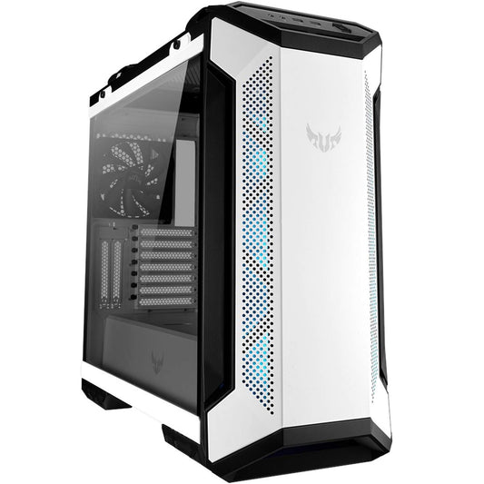 ASUS TUF Gaming GT501 White Edition Mid-Tower Gaming Case, EATX Support, Pre-Installed Four Fans, 2 x USB 3.1 Front Panel, Smoked Tempered Glass