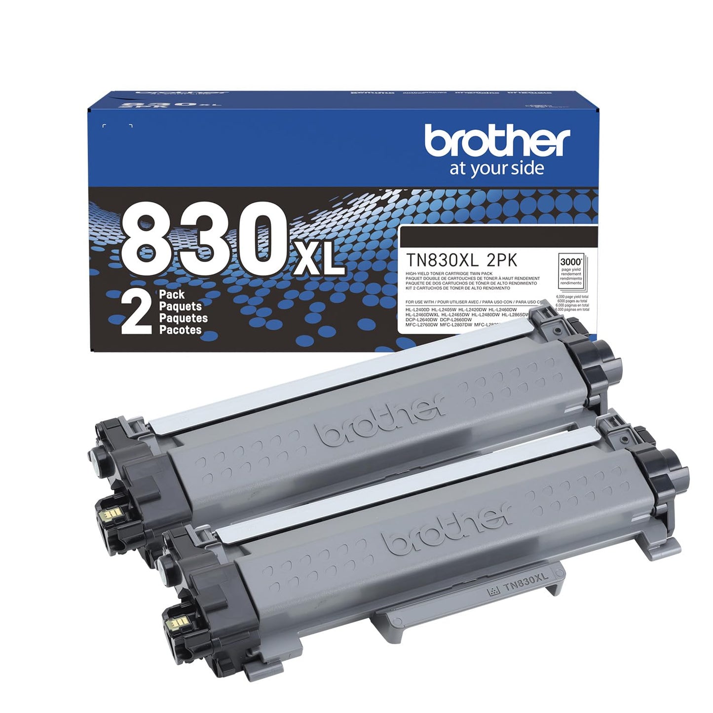 Brother Genuine TN830XL 2PK Black High Yield Printer Toner Cartridge 2-Pack - Print up to 3,000 Pages Each(1)