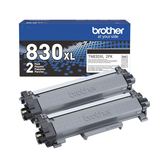 Brother Genuine TN830XL 2PK Black High Yield Printer Toner Cartridge 2-Pack - Print up to 3,000 Pages Each(1)