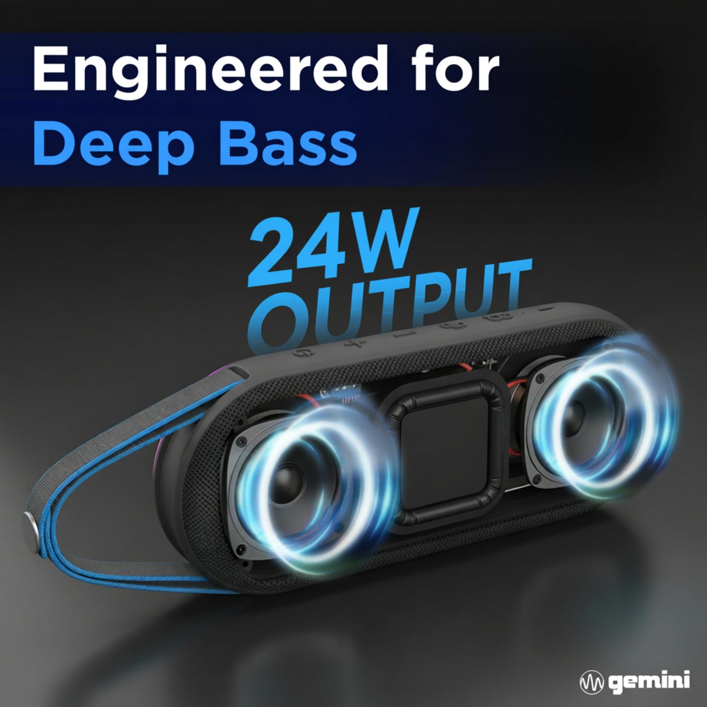 Gemini Magnetic Bluetooth Speaker for Golf Cart - Strong Magnet, Wireless Stereo, 8-Mode LED/RGB Lights, USB-C Fast Charge, IPX6 Waterproof (BeatGrip