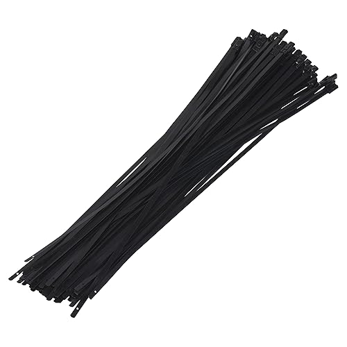 12" Supreme Black Polyester Coated 316 Stainless Steel Cable Zip Ties, 150 lb, (100 Piece)
