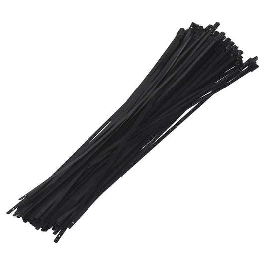 10" Supreme Black Polyester Coated 316 Stainless Steel Cable Zip Ties, 150 lb, (100 Piece)