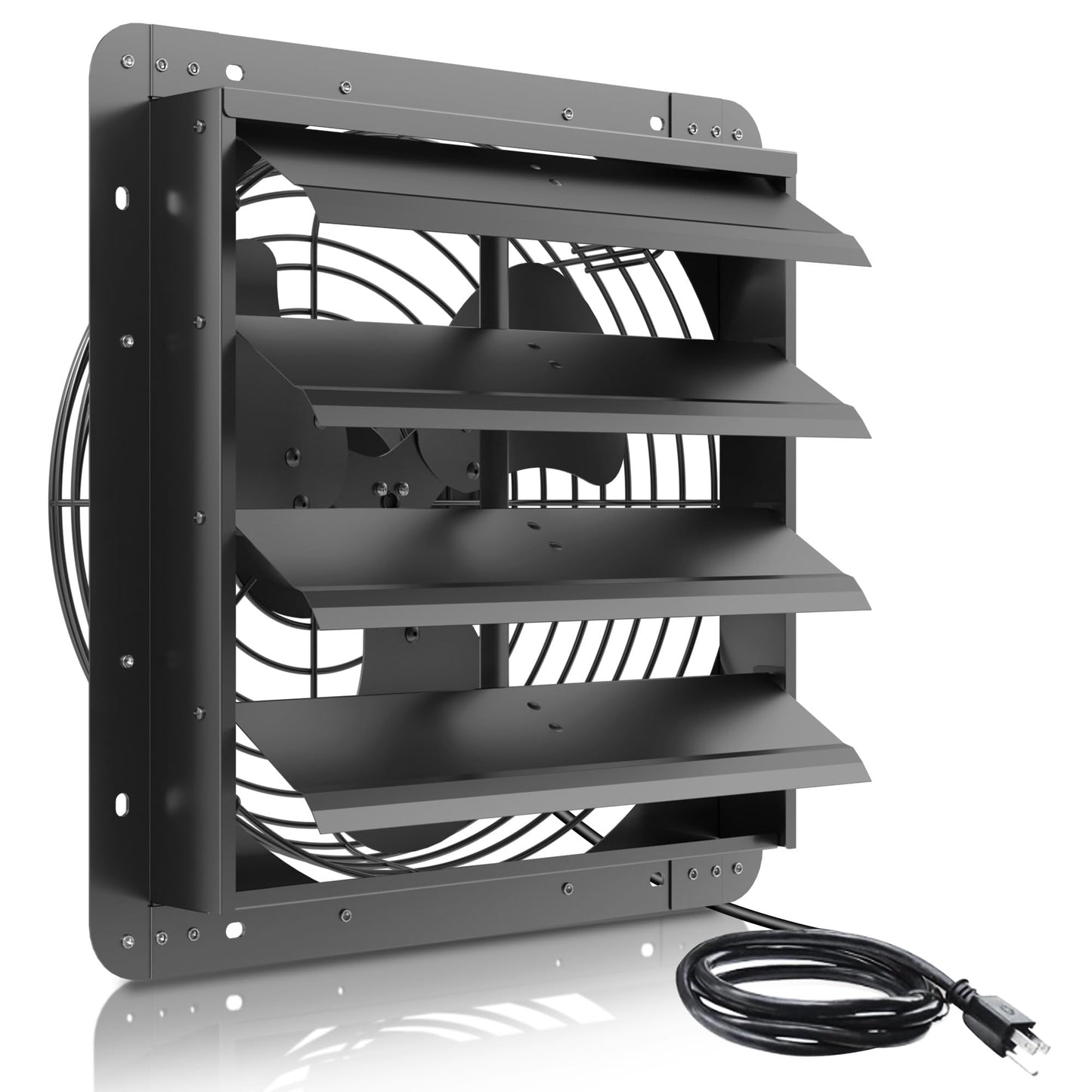 HYITO 16 Inch Shutter Exhaust Fan, Aluminum Wall Mounted Exhaust Fan with Power Cord,2060 CFM High Speed Automatic Louvered Vent Fan for Greenhouse